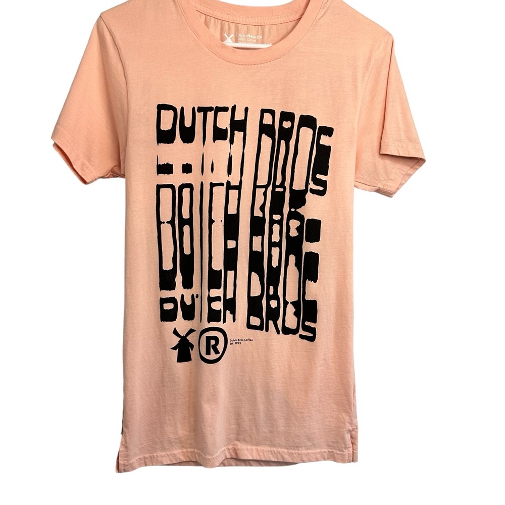 Dutch Bros Coffee Pink Salmon Graphic Tee XS 100% Cotton Oregon